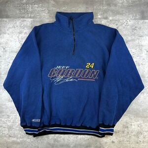 Chase Authentics Jeff Gordon 24 NASCAR Quarter Zip Pullover Blue Mens Medium